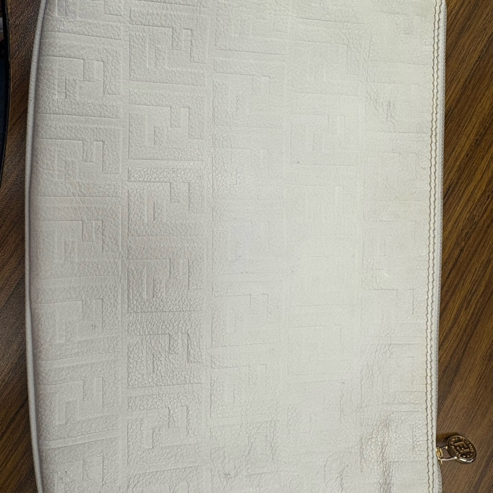 White Embossed Clutch